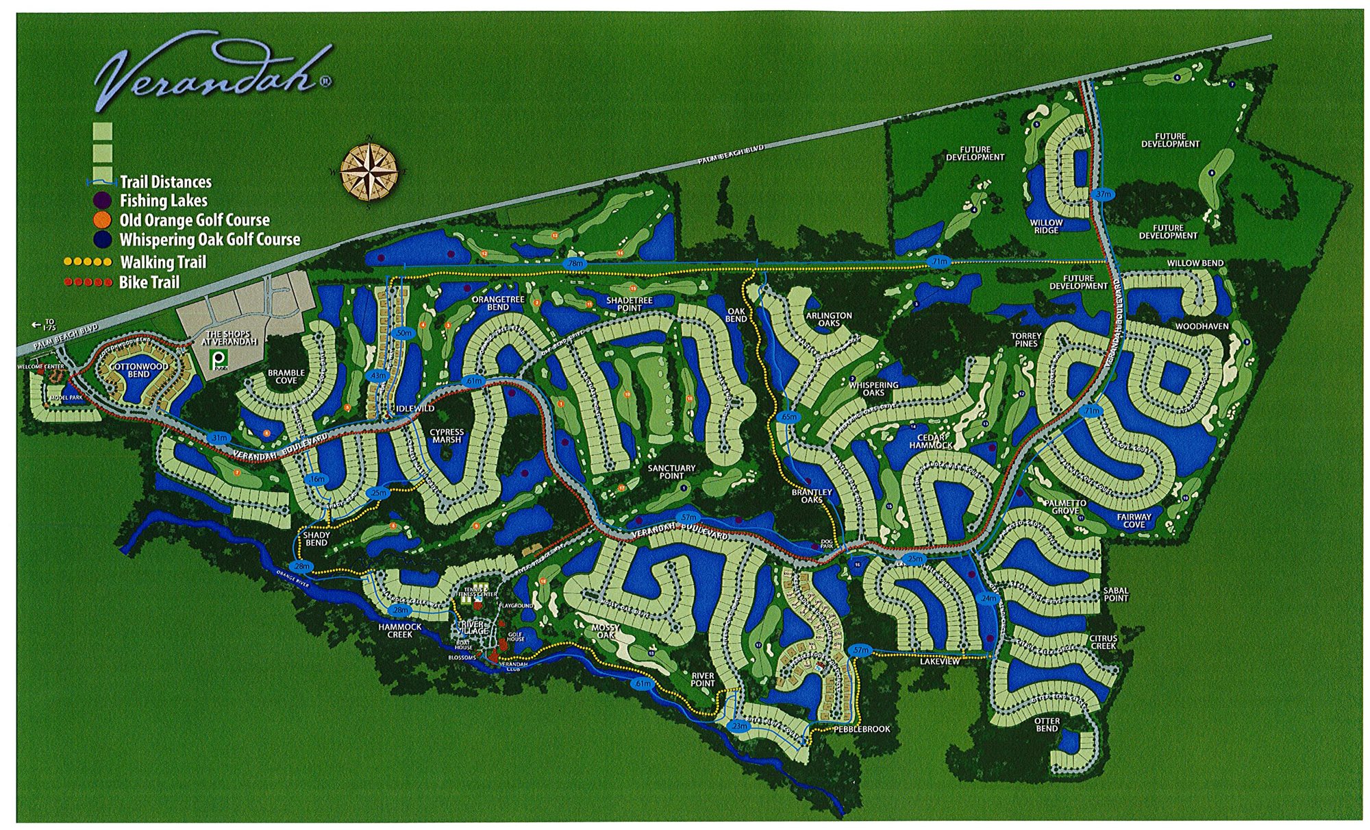 map of Verandah showing walking and biking trails
